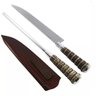 Conjunto Faca 8 Polegadas - Aço Inox - Cabo Rabo de Tatu e Bainha em Couro - Facas Gaúchas - 2