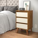 Ver imagem 3 de Kit 2 Mesas de Cabeceira Wood - Mdp 3 Gavetas Corrediças Metálicas Freijó-off White - Movelove