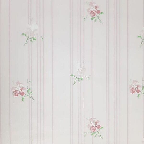 Papel de Parede rosa flores vermelha e rosa claro - 2