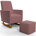 Ver imagem 1 de Poltrona de Amamentação com Balanço e Puff Ravena W01 Suede Rosê - Lyam Decor