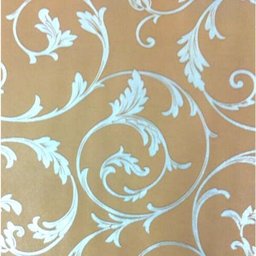 2 Rolos de papel de parede flores prata fundo marrom claro - 2