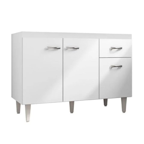 Balcão Cozinha Gabriela 120cm com Pés 3 Portas 1 Gaveta - Moveis Leartam
