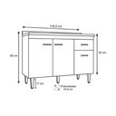 Ver imagem 4 de Balcão Cozinha Gabriela 120cm com Pés 3 Portas 1 Gaveta - Moveis Leartam