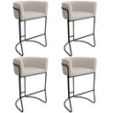Ver imagem 1 de Kit 4 Banquetas Alta com Encosto Betina Base Preto Poliéster Off White - Nexta Casa