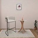 Ver imagem 2 de Kit 4 Banquetas Alta com Encosto Betina Base Preto Poliéster Off White - Nexta Casa