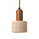 Ver mais imagens de Pendente Pietra Redondo Travertino e Madeira Ø12×16CM Base E27 IP20 Bivolt Pnd-Pie-Tr