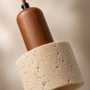 Ver imagem 6 de Pendente Pietra Redondo Travertino e Madeira Ø12×16CM Base E27 IP20 Bivolt Pnd-Pie-Tr