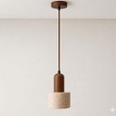 Ver imagem 4 de Pendente Pietra Redondo Travertino e Madeira Ø12×16CM Base E27 IP20 Bivolt Pnd-Pie-Tr