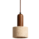 Ver imagem 1 de Pendente Pietra Redondo Travertino e Madeira Ø12×16CM Base E27 IP20 Bivolt Pnd-Pie-Tr