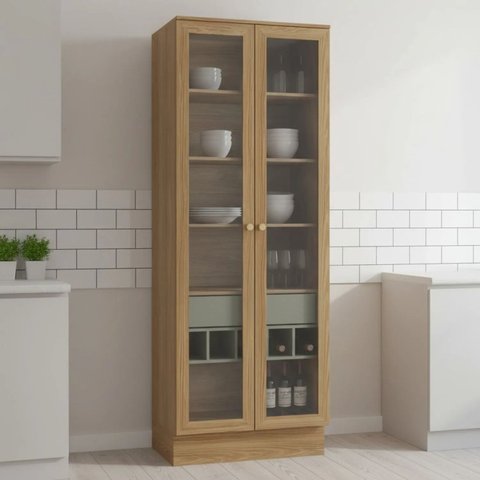 Cristaleira Cozinha 80cm 02 Portas de Vidro Botanic Kappesberg