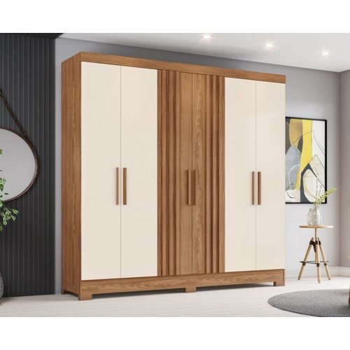 Roupeiro 06 Pts Nature/off White B367-127 Briz | MadeiraMadeira