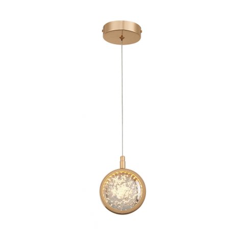 Pendente Esfera Cristal Bolhas Metal Dourado 11cm LED 7W 3200K Bivolt PARIS LUZ
