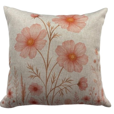 Capa de Almofada Linho Fada Flores Rose 45x45cm - Floral