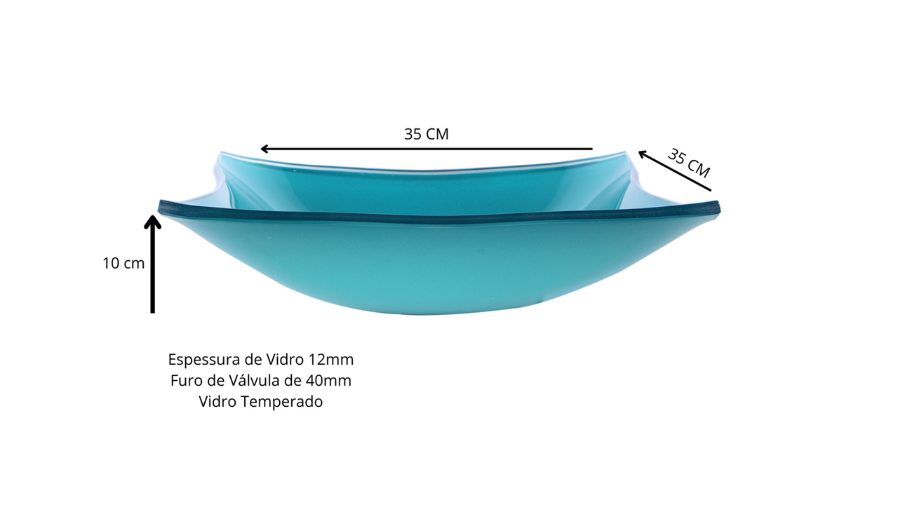 Cuba de vidro Quadrada Verde Mar - 2
