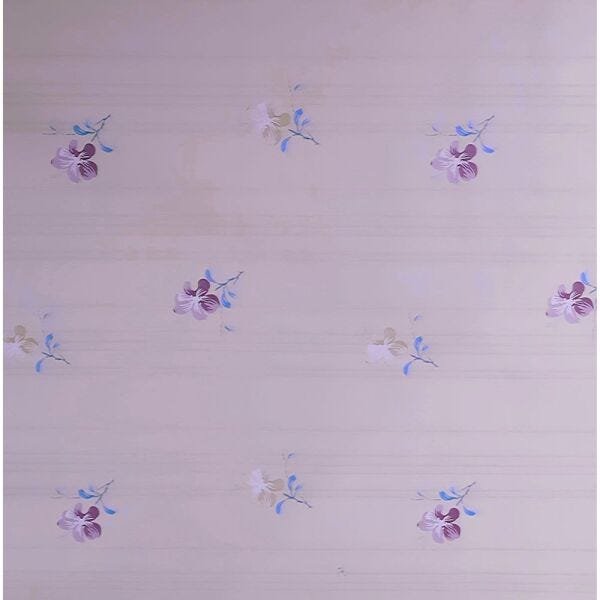 4 Rolos de papel de parede floral rosa e lilás folhas verde - 2