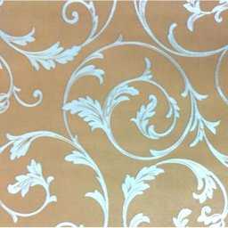 4 Rolos de papel de parede flores prata fundo marrom claro - 1