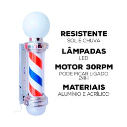Barber Pole Poste De Barbeiro Com Globo 75cm 110v - 2