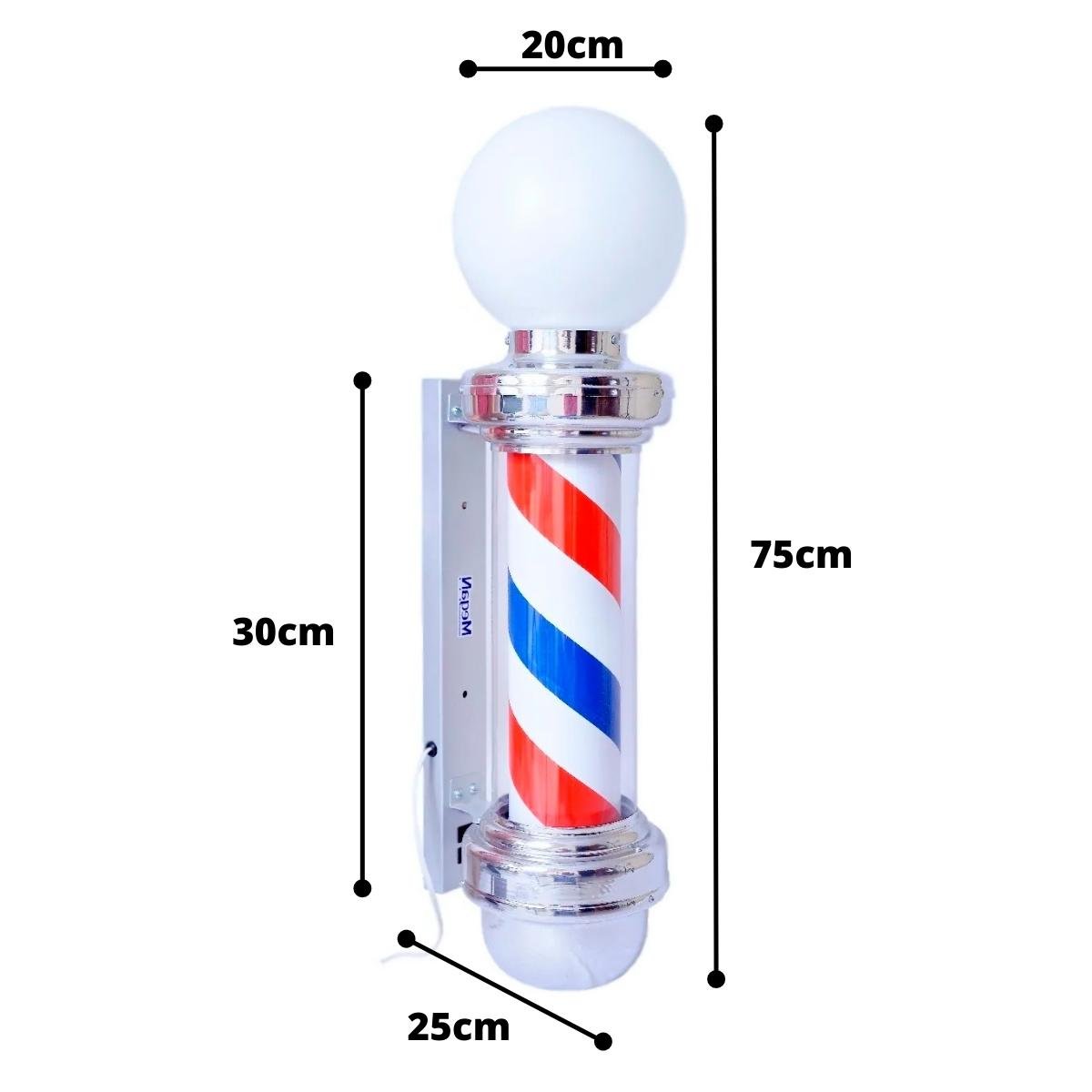 Barber Pole Poste De Barbeiro Com Globo 75cm 110v - 3