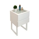 Ver imagem 1 de Mesa de Cabeceira Lateral de Apoio Penteadeira Square Branco Laca