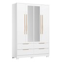 Ver imagem 2 de Guarda-Roupa Casal 4 Portas 4 Gavetas com Pé e Espelho Domo