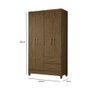 Guarda Roupa 4 Portas 2 Gavetas Castanho Wood Chile Moval Móveis 182x103x47 - 6