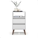 Ver imagem 1 de Mesa de Cabeceira Retrô 2 Gavetas - Mod.3042 Cor:branco