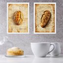 Ver imagem 1 de Kit 2 Quadros Decorativos Cozinha Pães Vintage 33x24cm:moldura Branca