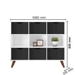 Nicho Organizador Retro Branco C/ 6gvs Pretas 108 X 92,5cm - 3