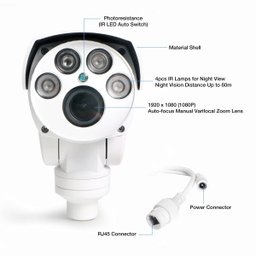 Câmera Ip Full HD 1080P Zoom Optico 10X Wi-Fi Profissional Possui Protocolo Onvif Grava Audio - 8