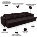 Ver mais imagens de Sofá Retrátil para Sala de Estar 4 Lugares 339cm Riza S03 Couro Vinho - Lyam Decor