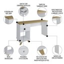 Ver imagem 3 de Mesa Escrivaninha 135cm Elai e Balcão 1 Porta 3 Gavetas Merano A06 Olmo/branco - Mpozenato