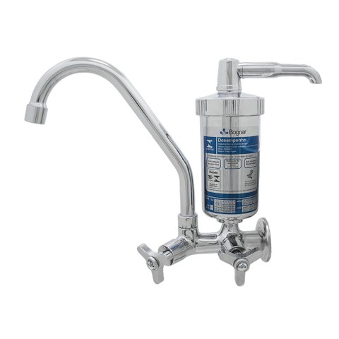 Torneira Purificador Filtro Cozinha Parede Bica Móvel Copo Metal
