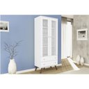 Ver imagem 1 de Estante Livreiro de Escritório Esm 217 c/ 2 Portas c/ Vidro e 2 Gavetas 70cm Branco - Movelbento