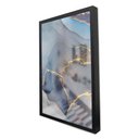 Ver imagem 1 de Quadro Decorativo Caixa Alta com Vidro Abstrato Mármore Azul Clean TaColado Moldura Preta 40x60cm