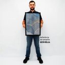 Ver imagem 2 de Quadro Decorativo Caixa Alta com Vidro Abstrato Mármore Azul Clean TaColado Moldura Preta 40x60cm