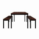 Ver imagem 4 de Mesa Cozinha e Refeitório 180cm x 90cm Pés Metal com 2 Bancos F5 Office Cor:Louro Preto com Preto