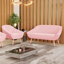 Ver imagem 2 de Kit 01 Namoradeira E 01 Poltrona Suede Rosa Bebê Natural