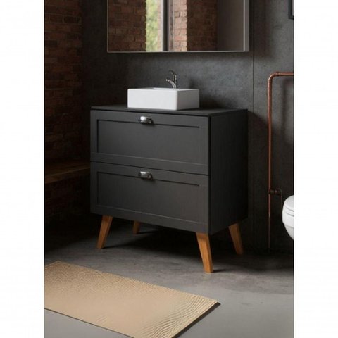 Gabinete para Banheiro Milano 3 Gavetas MDF 80cm Grafite On Móveis