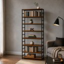Ver imagem 1 de Estante Multiuso Organizador Livreiro Estilo Industrial 180x80 Preto Imbuia