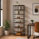 Ver imagem 2 de Estante Multiuso Organizador Livreiro Estilo Industrial 180x80 Preto Imbuia