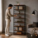 Ver imagem 3 de Estante Multiuso Organizador Livreiro Estilo Industrial 180x80 Preto Imbuia