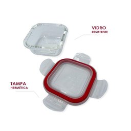 Conjunto 3 Potes de Vidro com Tampa Hermética 170ml Quadrado - 5