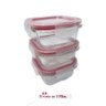 Conjunto 3 Potes de Vidro com Tampa Hermética 170ml Quadrado - 6
