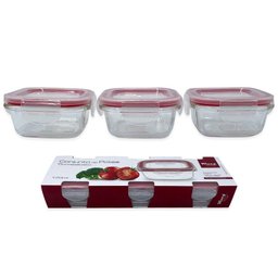 Conjunto 3 Potes de Vidro com Tampa Hermética 170ml Quadrado - 7