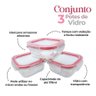 Conjunto 3 Potes de Vidro com Tampa Hermética 170ml Quadrado - 3