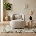 Ver imagem 2 de Poltrona Decorativa Boucle Orgânica Sala de Estar Luxo com Almofada