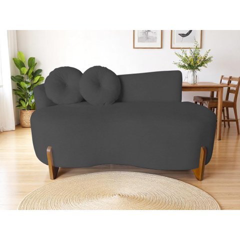 Namoradeira Sofá 02 Lugares Feijão Lounge Orgânica Boucle Cinza