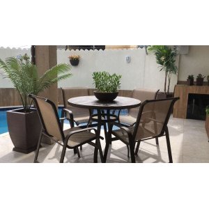 Jogo de Mesa para Jardim e Área Externa, Móveis de Alumínio e Tela Sling - Sarah Móveis