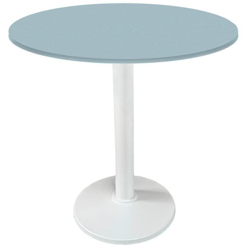Mesa Zeta Ferro Branco 75 Cm (alt) Disco Redondo Tampo Mdp Redondo 70 Cm (larg) X 2,50 Cm (alt)