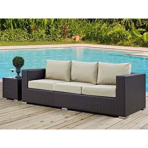 Sofá de área esterna com mesa lateral, modelo ápice em fibra sintética - Sarah Móveis